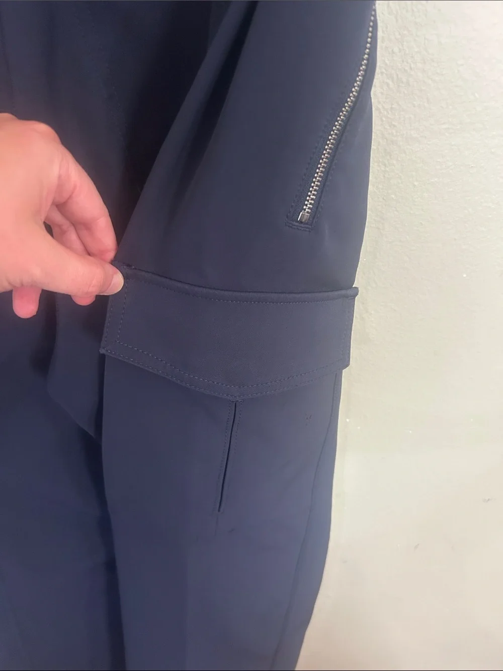 Athleta Navy Cargo Joggers with Zip Pockets